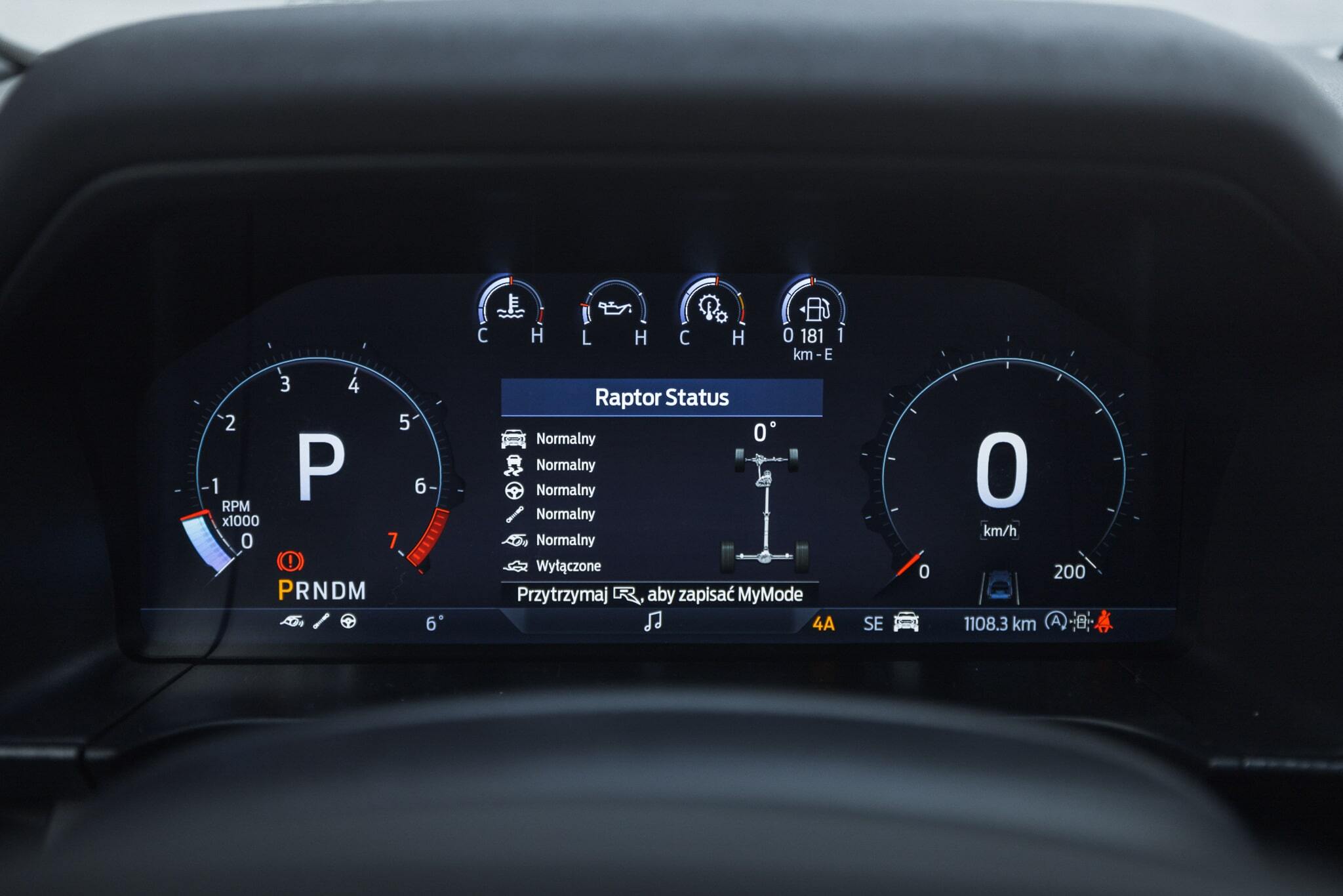 Ford Ranger Raptor zegary