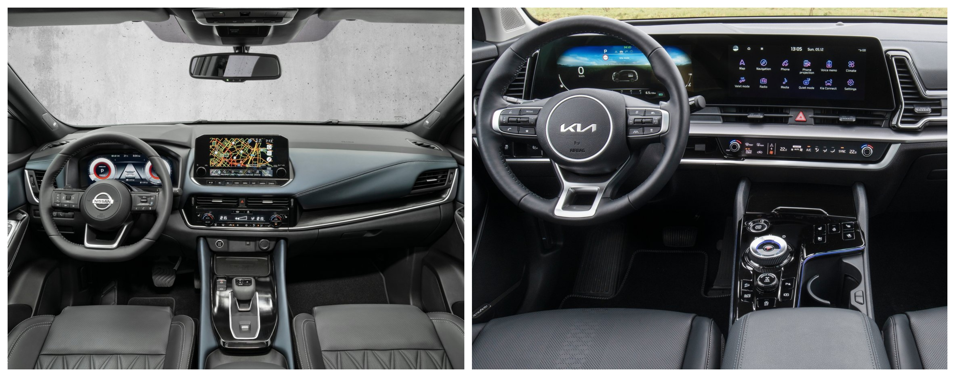 Nissan Qashqai 2022 vs Kia Sportage 2022 wnętrze